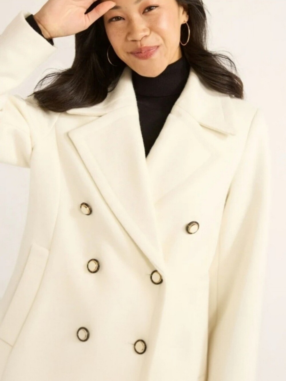 NWT Free Assembly Double Breasted Peacoat Vanilla Cream White XL 16-18